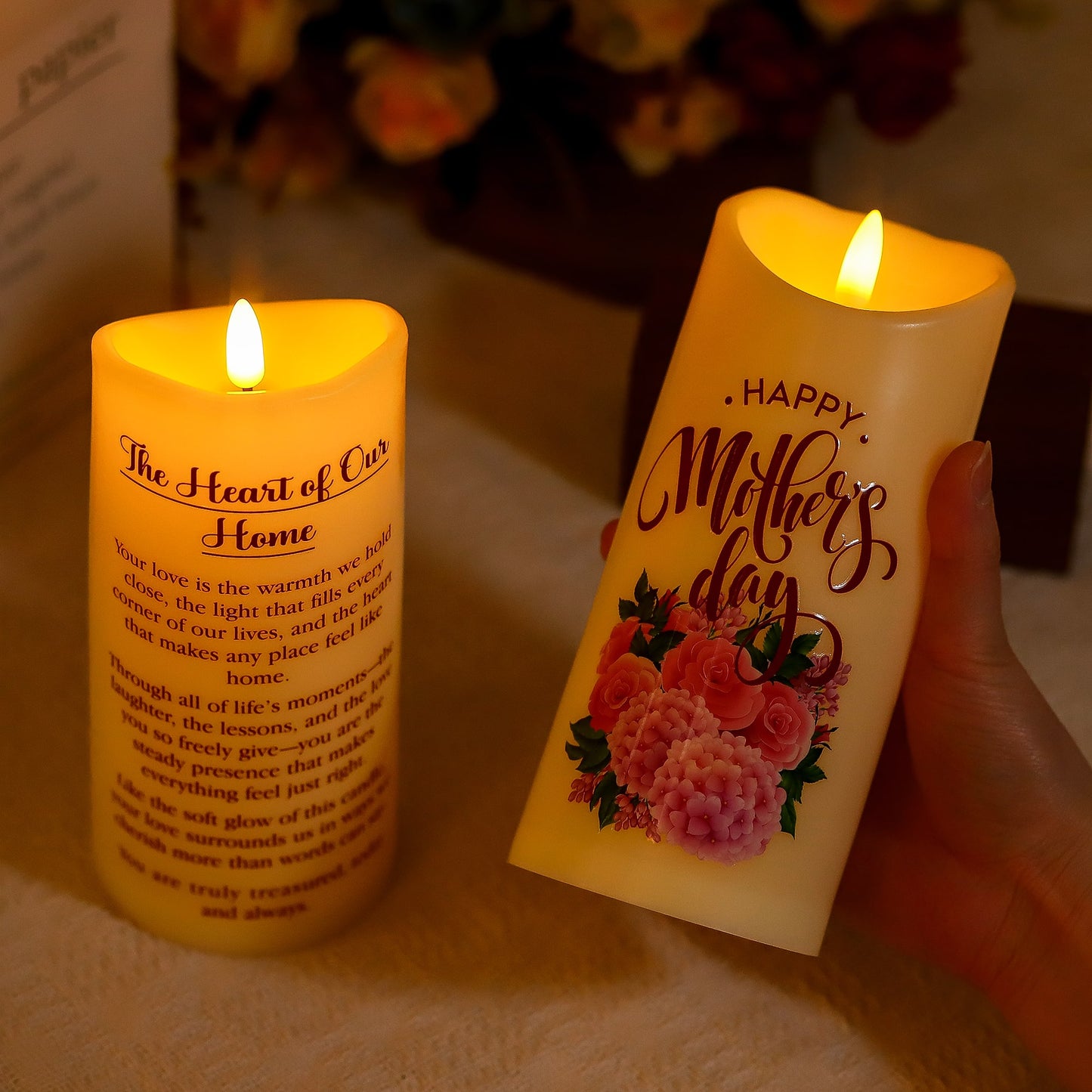 LED Candle "The Heart of Our Home" Mother's Day Gift