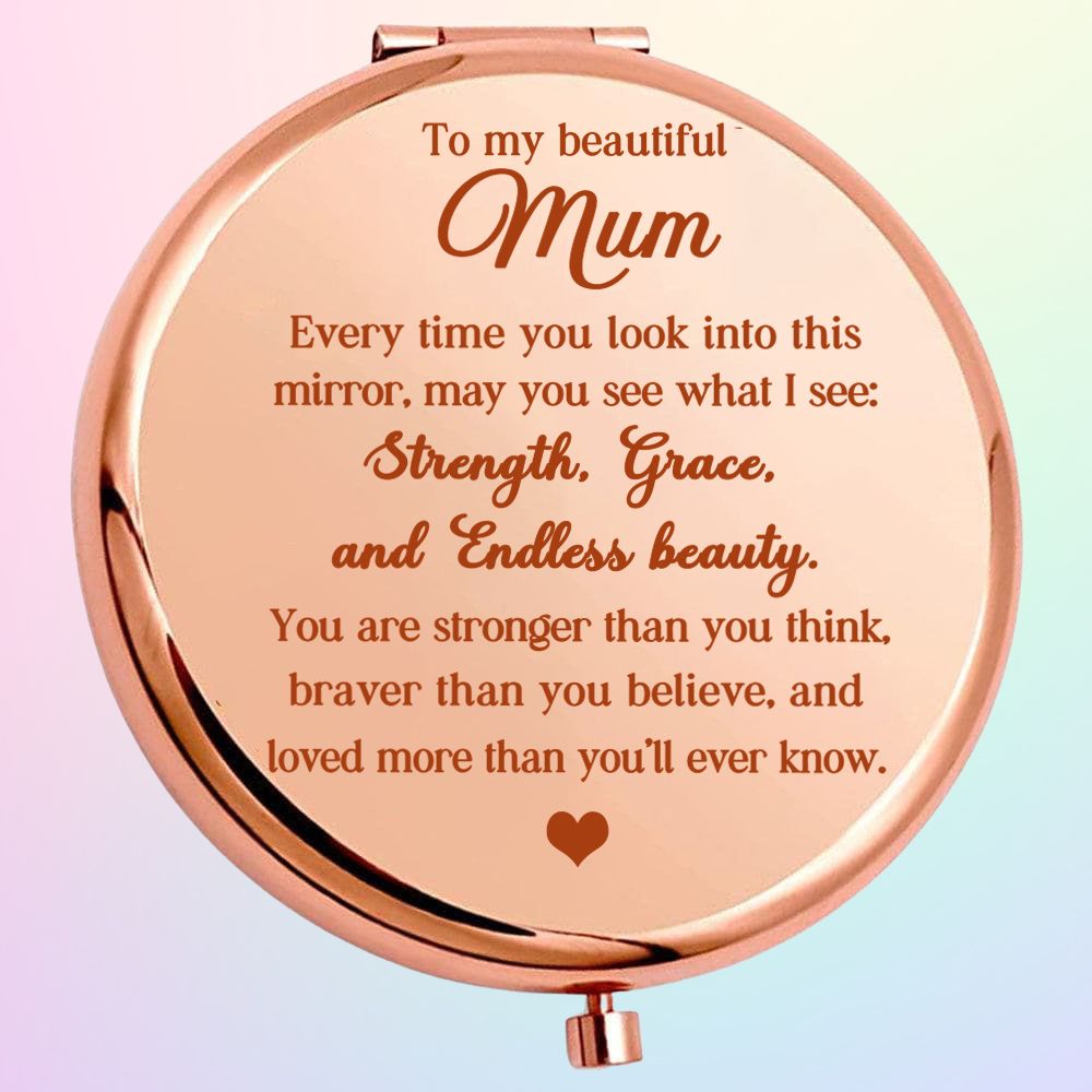 Mum - "Endless Beauty" Engraved Hand-Held Folding Mirror