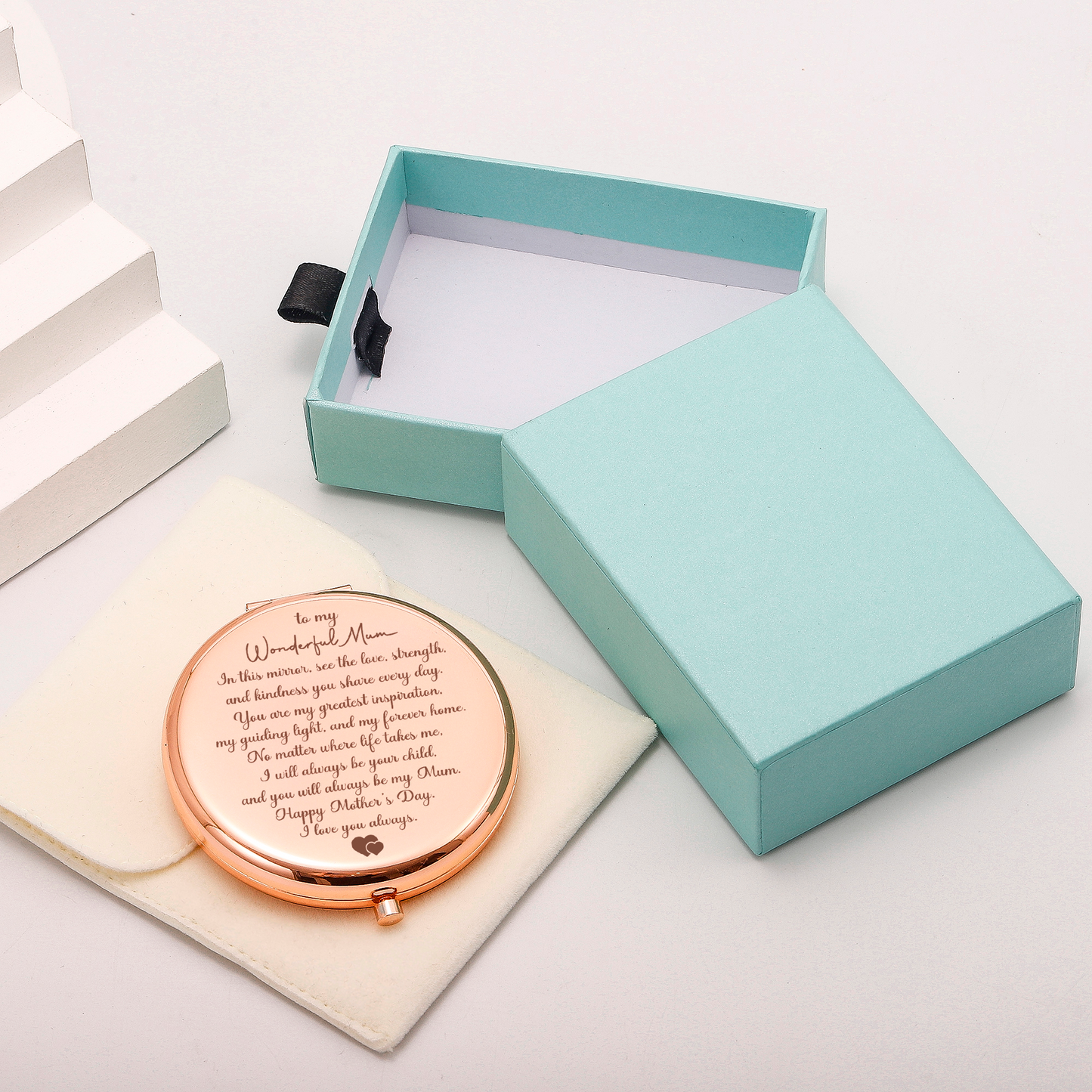 Mum "Happy Mother's Day" Engraved Hand-Held Folding Mirror