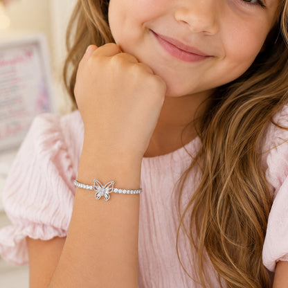 To My Granddaughter Butterfly Bracelet Gift From Grandma | Sterling Silver Adjustable Bracelet