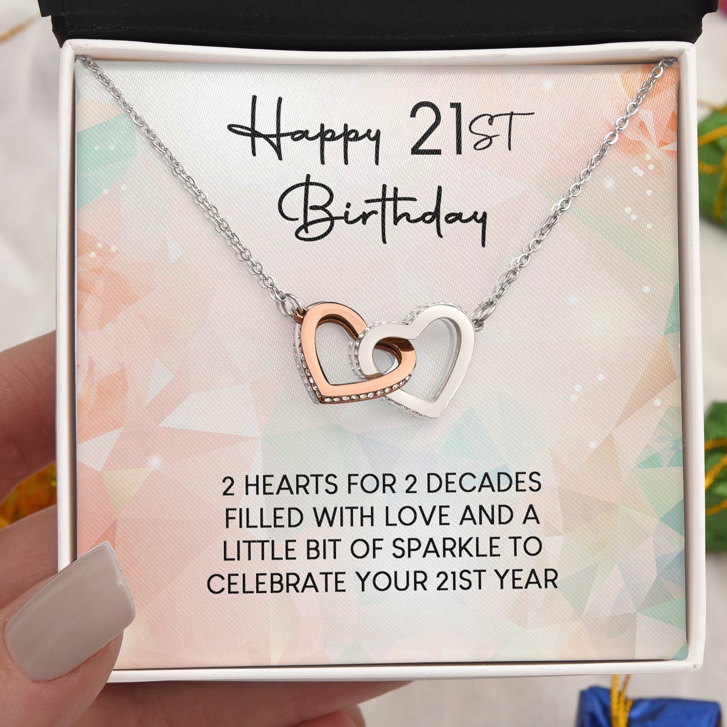 Daughter 21st Birthday "2 Hearts, 2 Decades" Gift Set