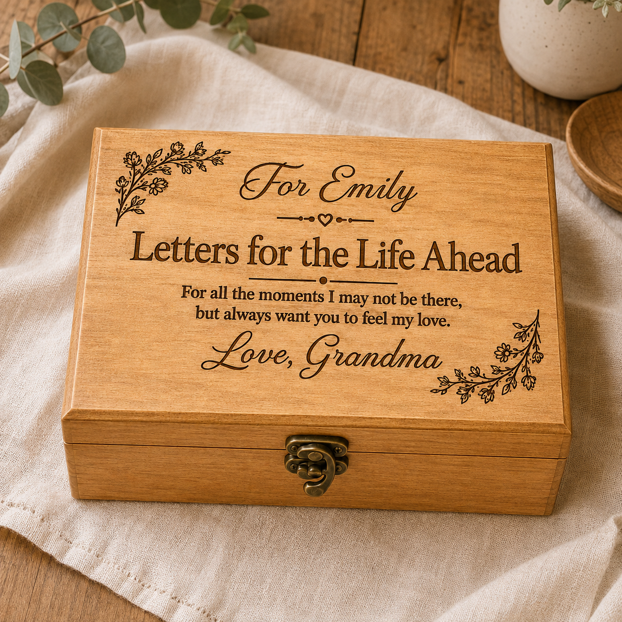 Personalised “Letters for the Life Ahead” Keepsake Box for Granddaughter