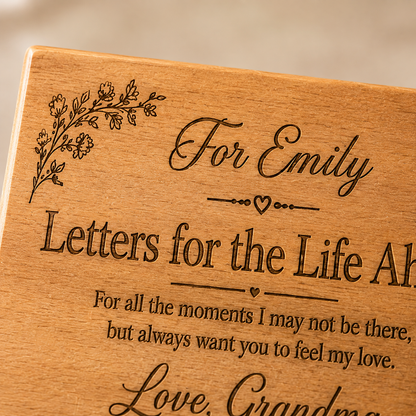 Personalised “Letters for the Life Ahead” Keepsake Box for Granddaughter