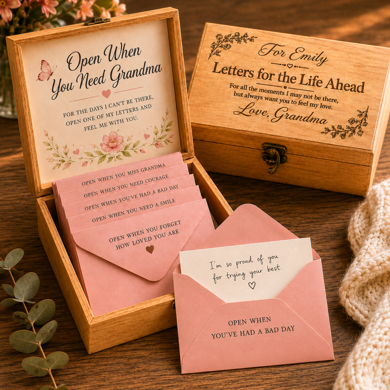 Personalised “Letters for the Life Ahead” Keepsake Box for Granddaughter