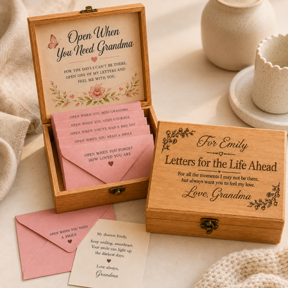 Personalised “Letters for the Life Ahead” Keepsake Box for Granddaughter