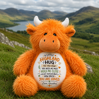 Personalised Highland Cow Plush | A Little Highland Hug Gift From Grandma