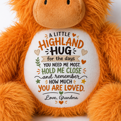 Personalised Highland Cow Plush | A Little Highland Hug Gift From Grandma