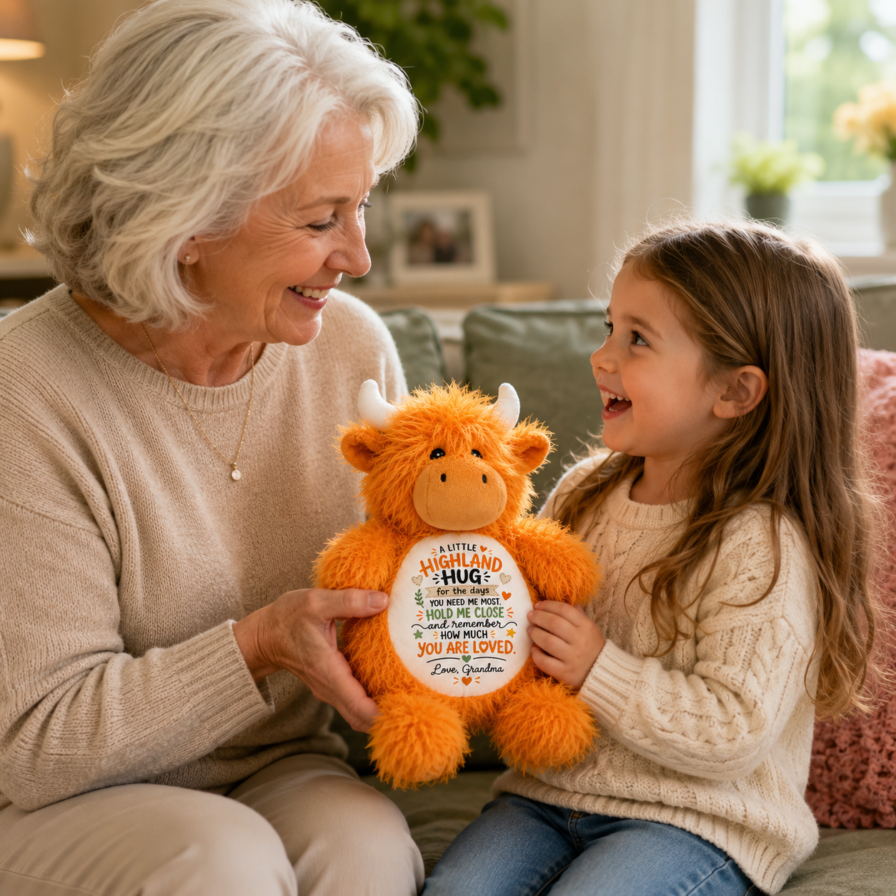 Personalised Highland Cow Plush | A Little Highland Hug Gift From Grandma