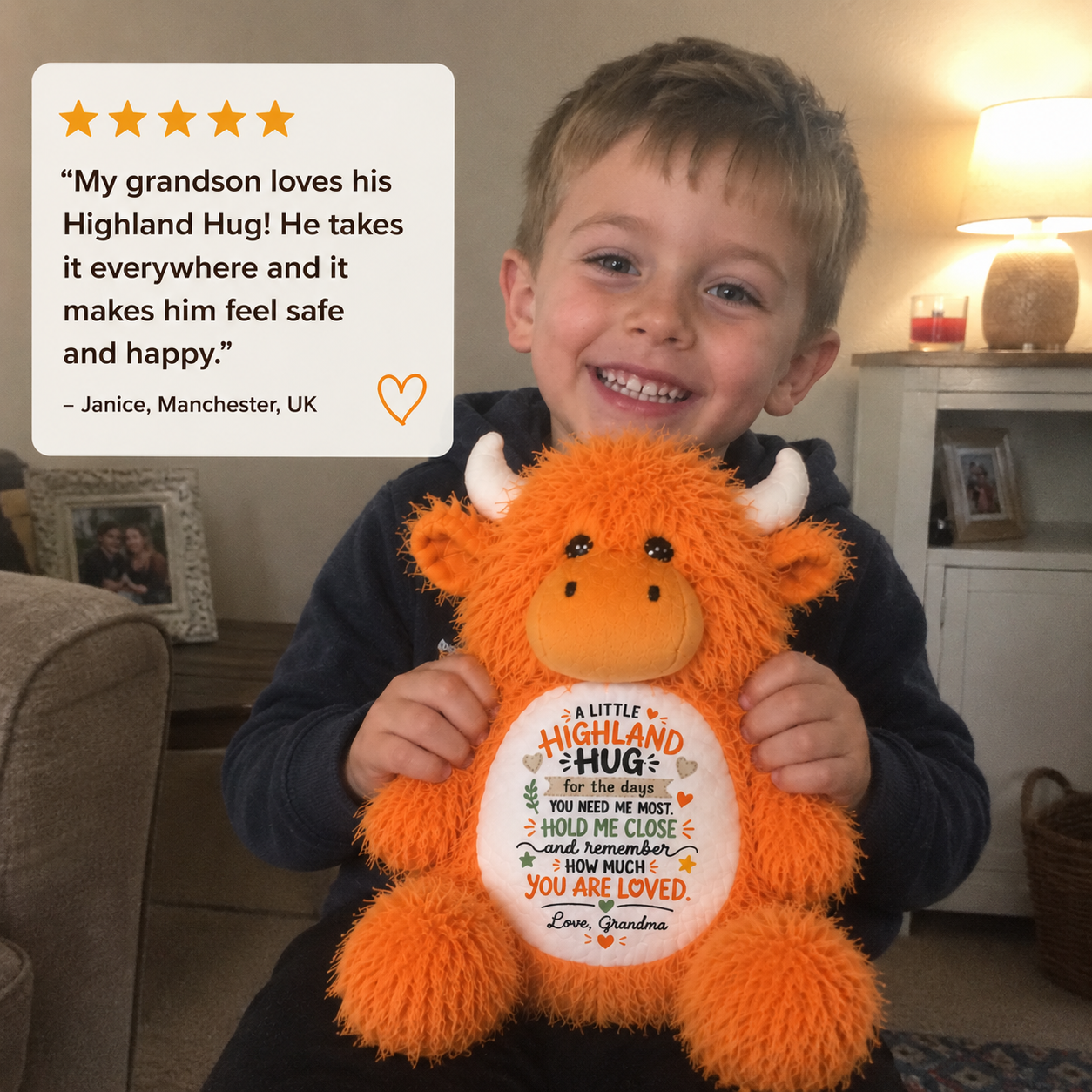 Personalised Highland Cow Plush | A Little Highland Hug Gift From Grandma