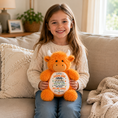 Personalised Highland Cow Plush | A Little Highland Hug Gift From Grandma