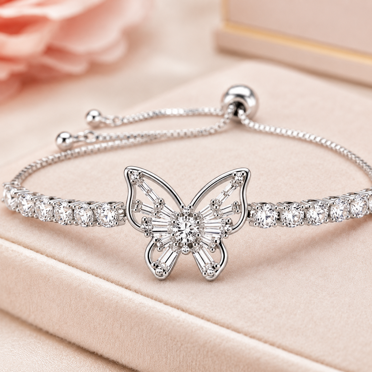 To My Granddaughter Butterfly Bracelet Gift From Grandma | Sterling Silver Adjustable Bracelet
