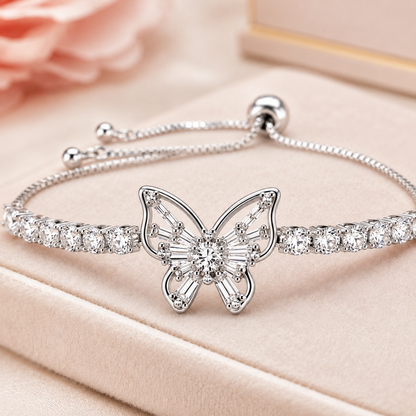 To My Granddaughter Butterfly Bracelet Gift From Grandma | Sterling Silver Adjustable Bracelet