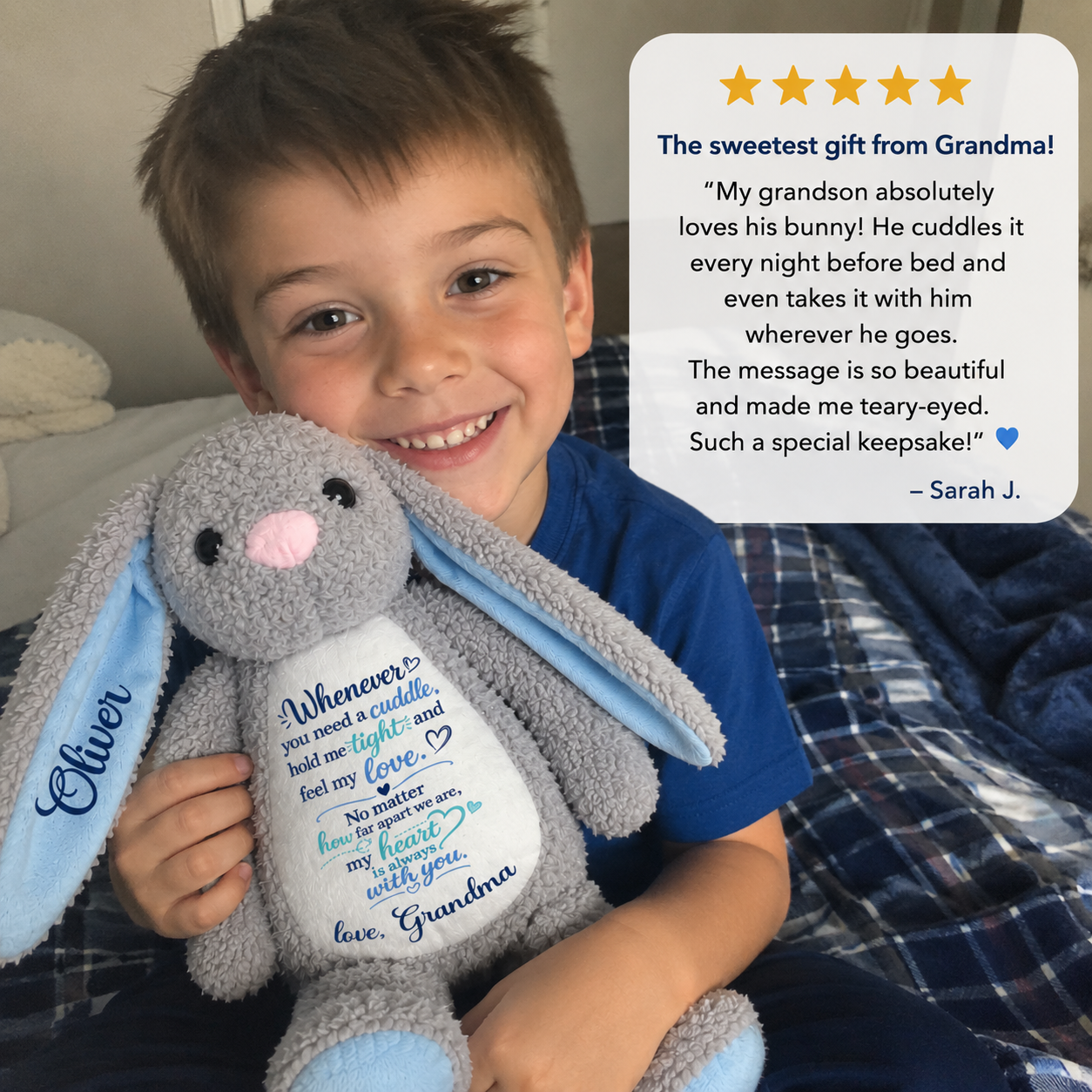 A Hug From Grandma™ Personalised Bunny For Grandkids