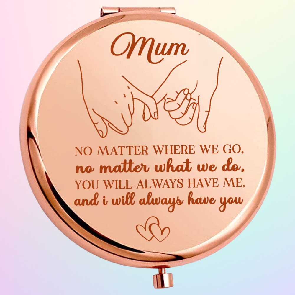 Mum - "Always Together" Engraved Hand-Held Folding Mirror