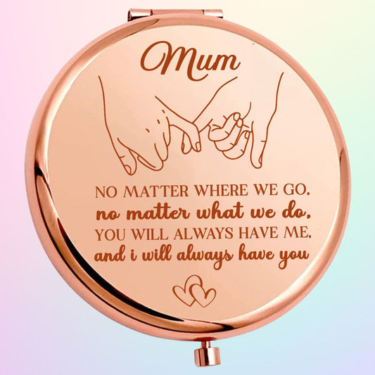 Mum - "Always Together" Engraved Hand-Held Folding Mirror