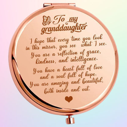 My Granddaughter- "Reflection" Engraved Hand-Held Folding Mirror