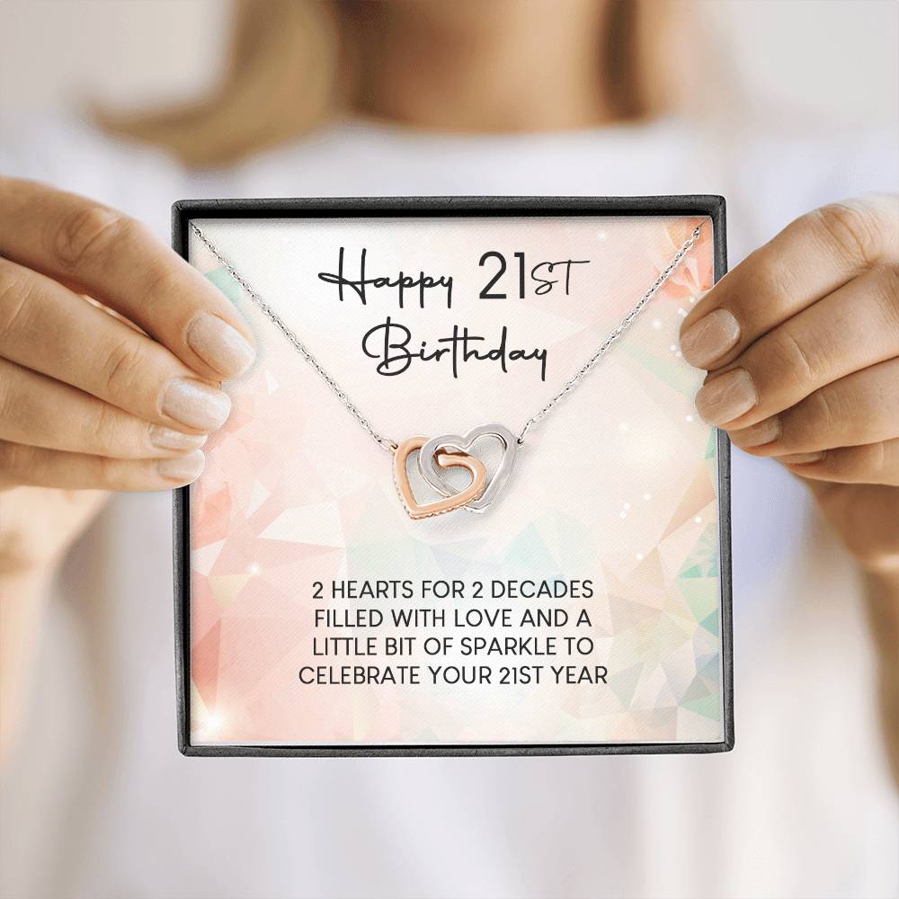 Daughter 21st Birthday "2 Hearts, 2 Decades" Gift Set