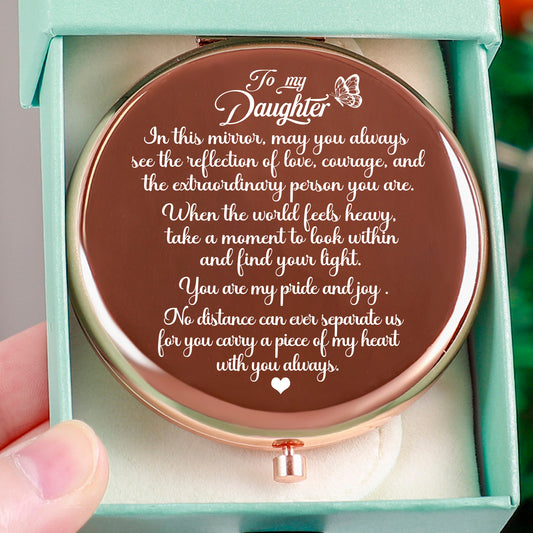 Daughter- "Pride and Joy" Engraved Hand-Held Folding Mirror