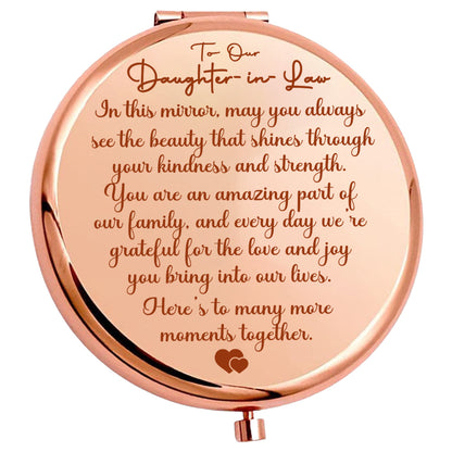 Daughter-in-law "Shines" Engraved Hand-Held Folding Mirror